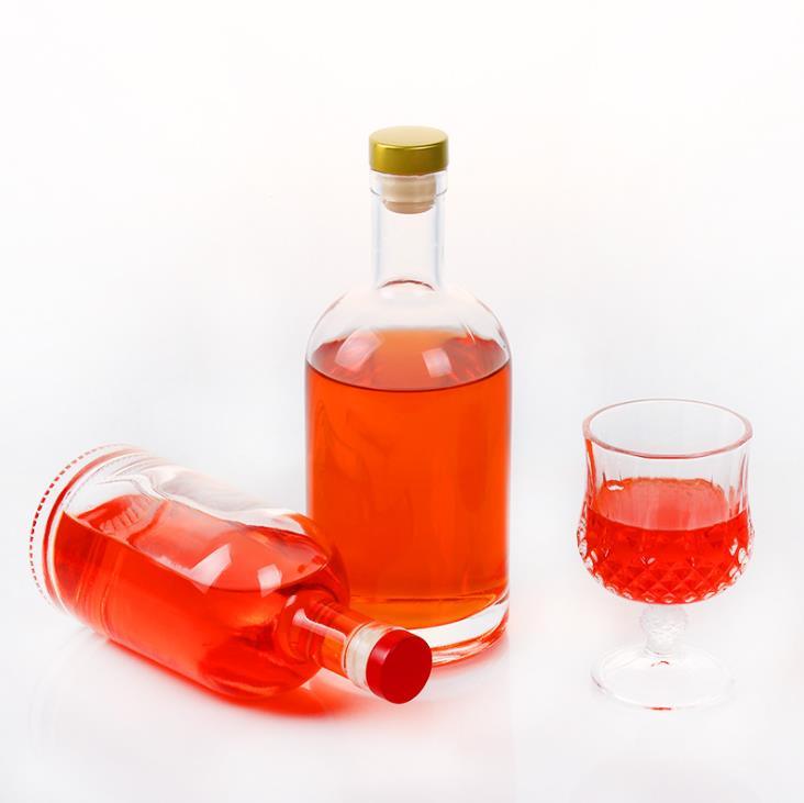 200ml 375ml 500ml Whisky Vodka Wine Glass Bottle with Glass Stopper Cap