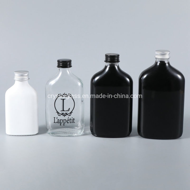 50ml 100ml 200ml 250ml 350ml 500ml Transparent Hot Sale Flat Wine Glass Bottle with Aluminium Cap