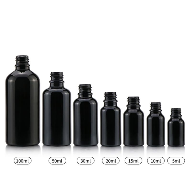 10ml 20ml 30ml 50ml Matte Frosted Black Glass Dropper Bottle for Essential Oil