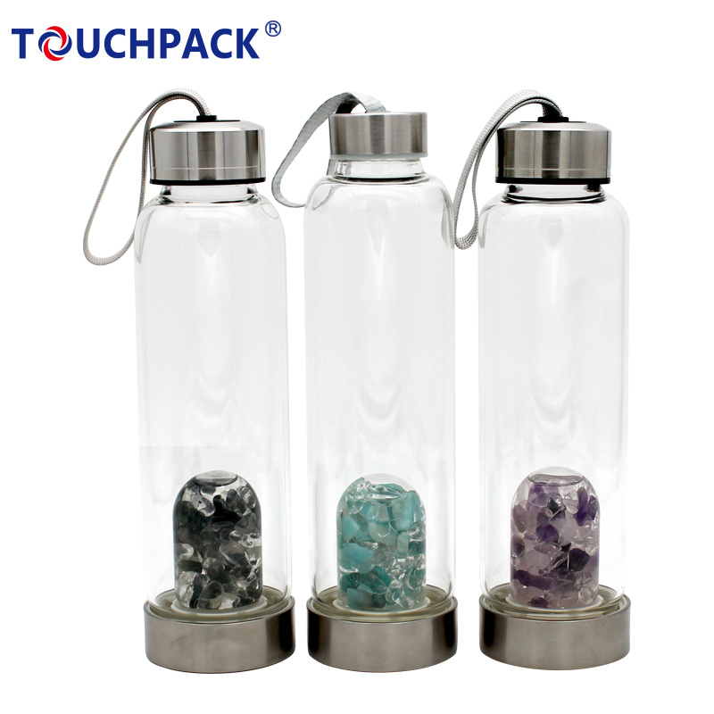 Glass Elixir Water Bottle with Crystal Inside