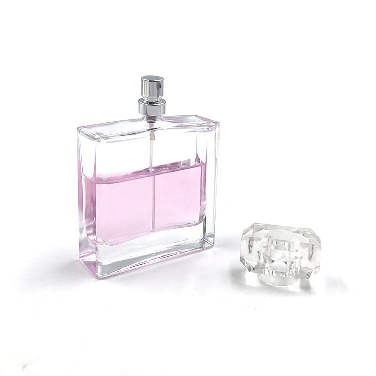 100ml Classic Fancy Square Transparent Glass Pump Spray Perfume Bottle