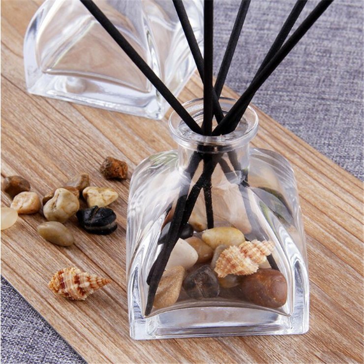 Square Shape Glass Jar 50ml Aromatherapy Glass Bottle with Glass Lid