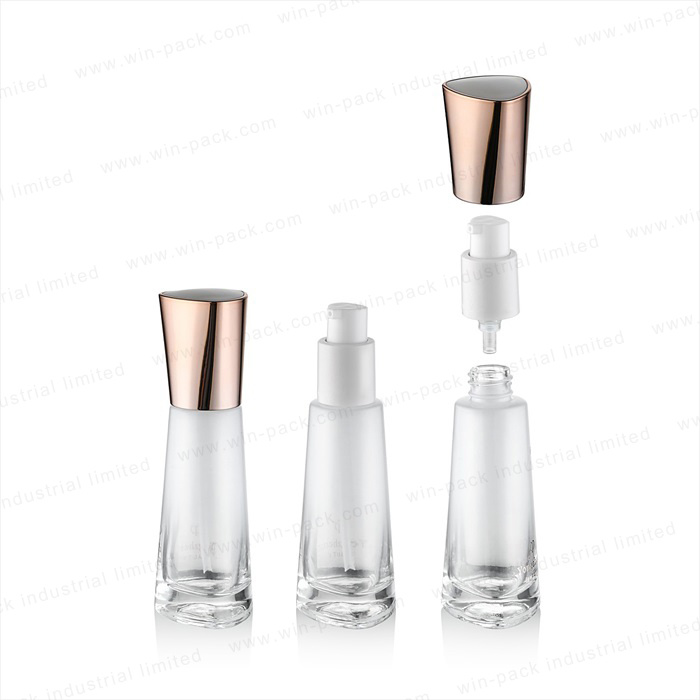 Transparent Unique Fancy Triangle Shape Empty 100ml Cosmetics Packaging Lotion Glass Bottle