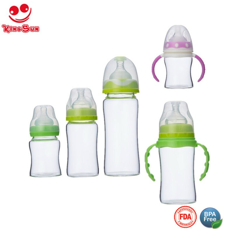 150ml Wide Neck Explosion-Proof Glass Baby Bottle with Double Deck