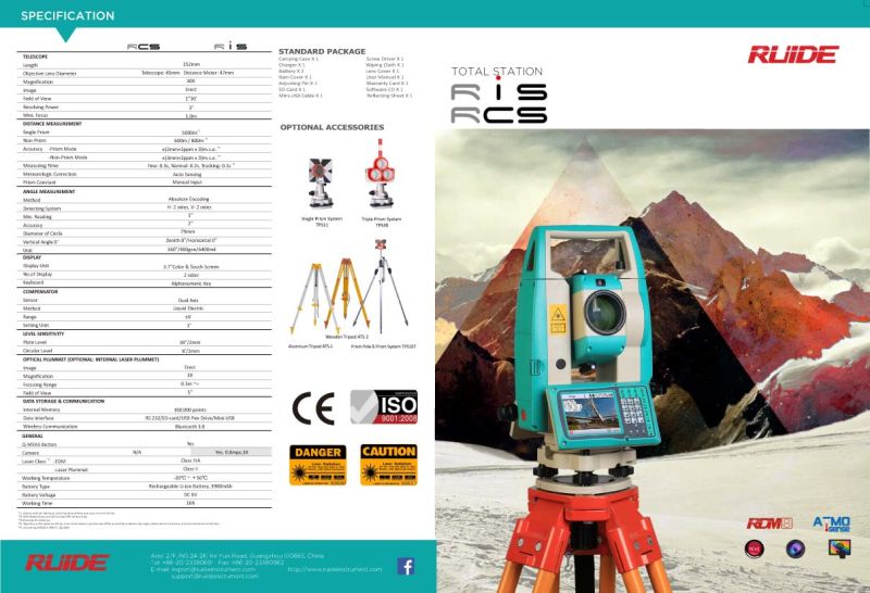 Colorful Touch Screen Display Ruide Reflectorless Rts-862r4a Total Station