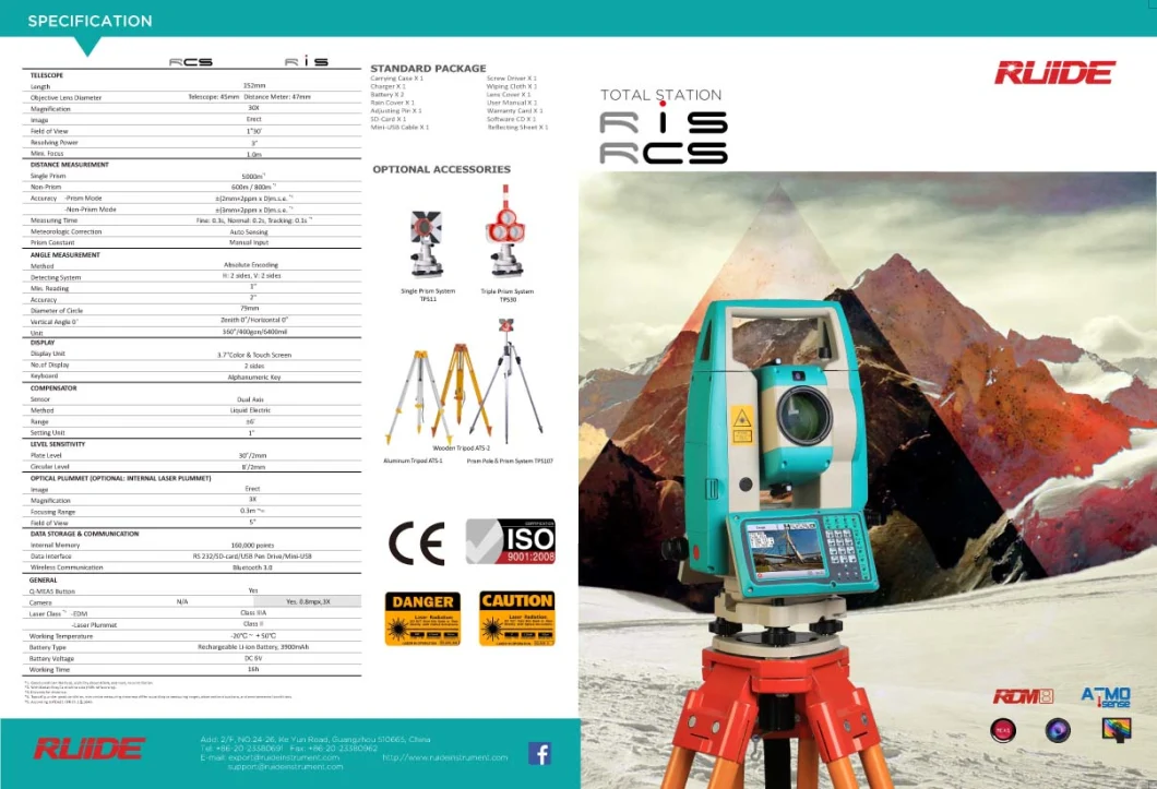 Ruide Reflectorless Total Station Rts-862r4a with Colorful Touch Screen Graphic Display
