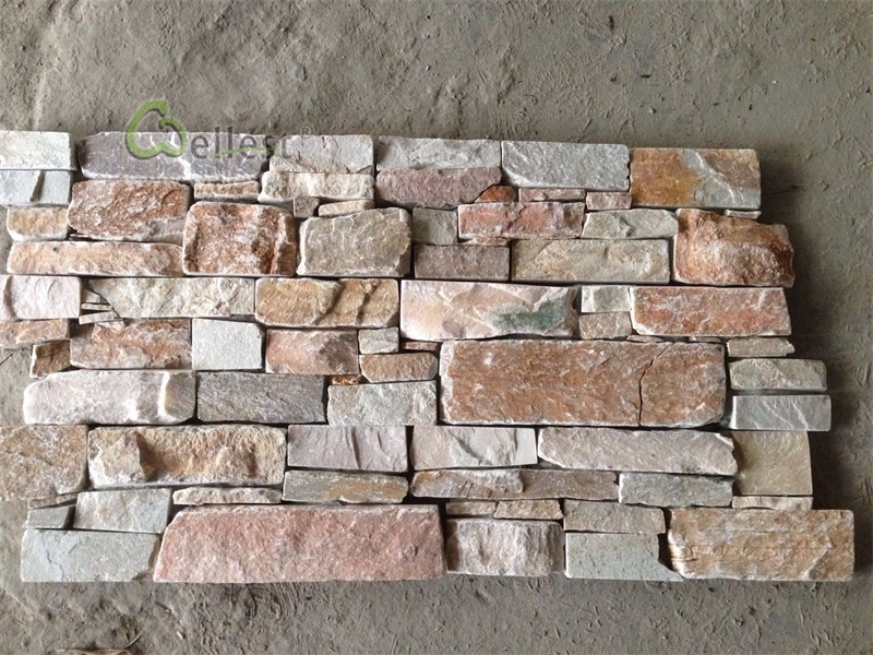 Natural Sunny Slate Cement Glued Culture Stone, Ledgestone Panel