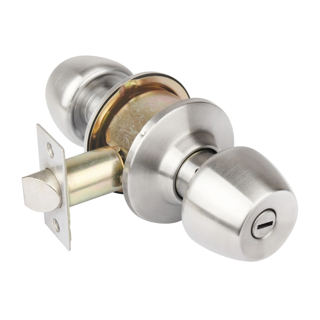 Double Steel Security Hardware Cylindrical Stainless Entry Privacy Passage 587 Hotel Round Door Knob Lock