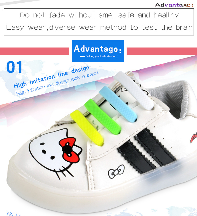 Promotion Gift Shoes Accessories Children Blue Silicone Shoelace