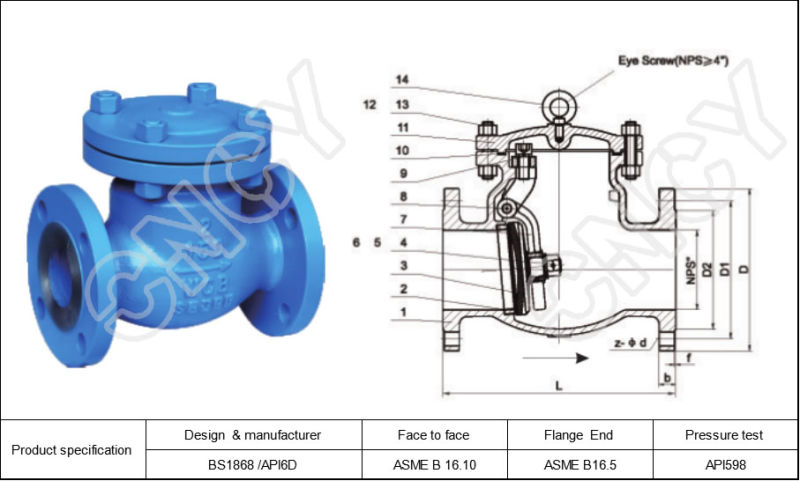 BS1868 Standard API 598 Test Standard Carbon Steel Class 150 6inch Check Valve Supplier