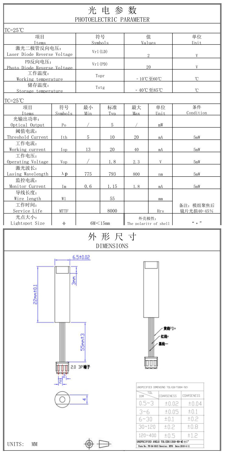 785nm 5MW Infrared DOT Laser Diode Module for Lidar