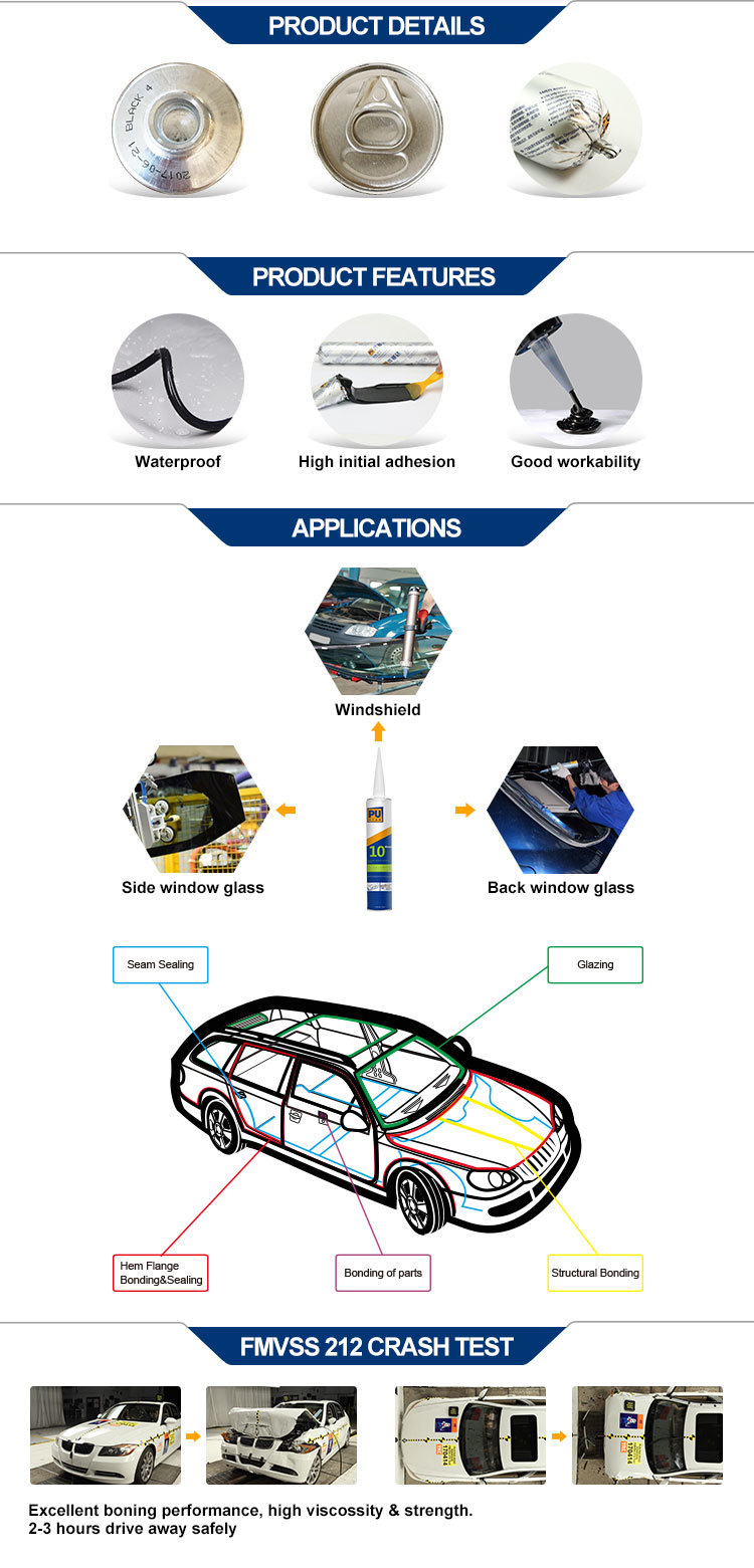 Adhesivo De Poliuretano De Parabrisas Autoglass Sealant PU Adhesive