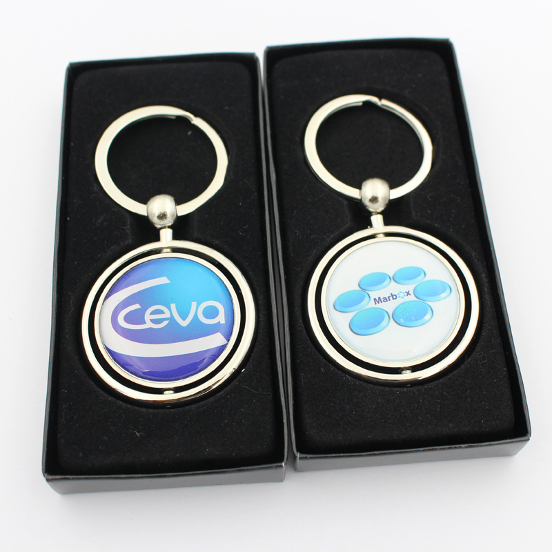 2016 Custom Logo Printing Sticker Epoxy Metal Keychain