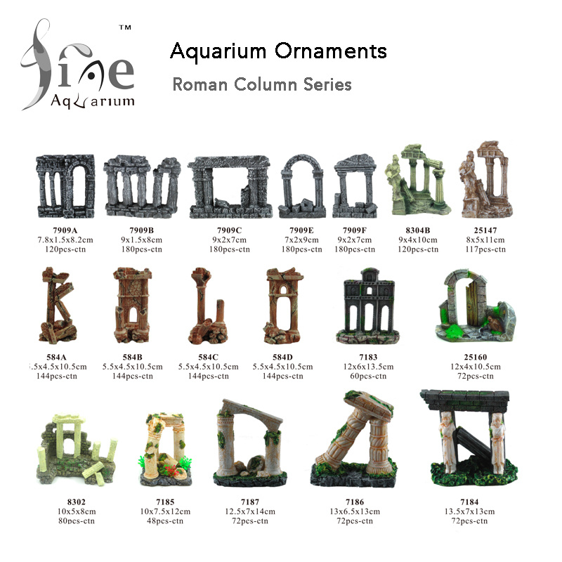 Underwater Resin Decorations Safe for Different Aquariums Roman Columns