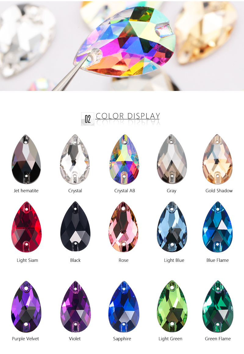 Teardrop Sew-on Stone Crystal Ab Glue on Shapes Large Crystals Sew on Rhinestone