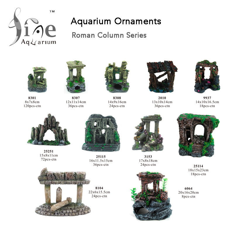 Underwater Resin Decorations Safe for Different Aquariums Roman Columns