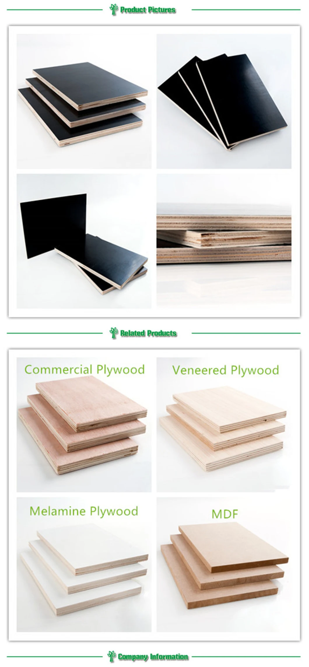 Outdoor Usage Phenolic Glue Black/Brown/Red Color Film Faced Plywood