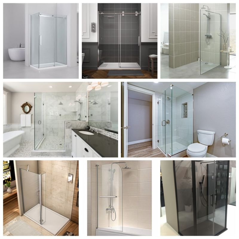 Clear Ultra Clear Frosted Acid-Etched Tempered Glass Shower Door, Frameless Shower Rooms, Shower Screen Glass