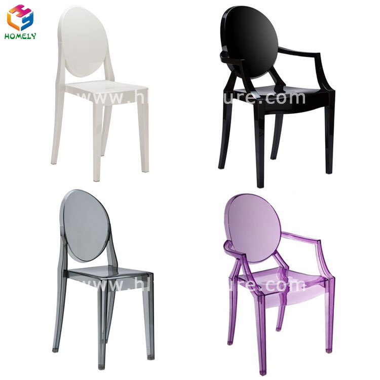 Transparent Clear Resin Acrylic Ghost Chair with Armrest