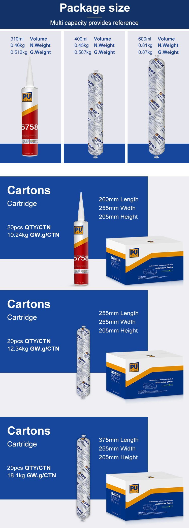 PU Windscreen Sealant & Adhesive for Auto Glass Bonding (5758)