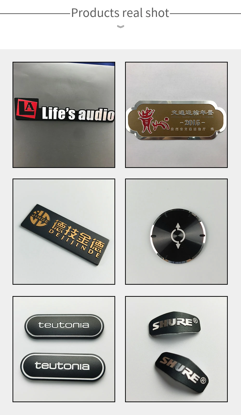 Custom Stamped Aluminium Embossed Metal Labels Luggages Sticker Logos 3D Metal Anodized Nameplates Self Adhesive Tags