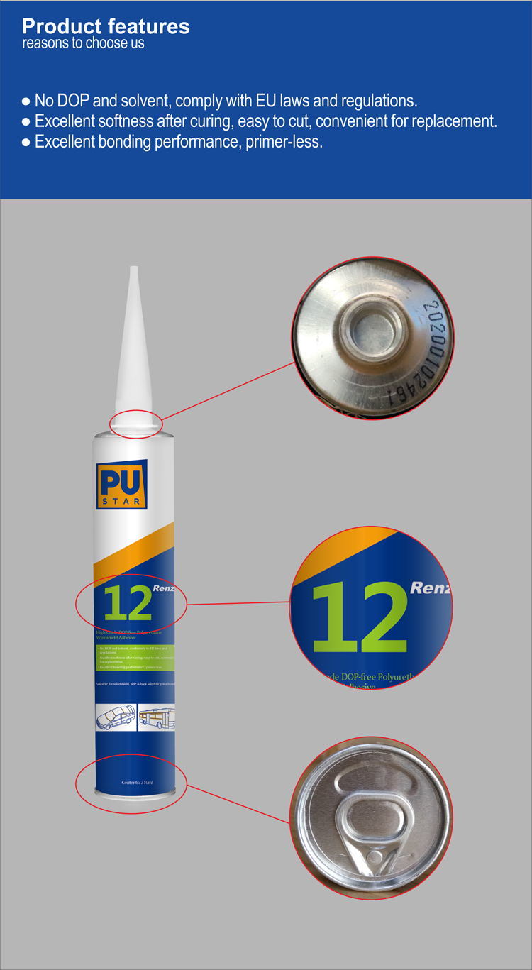 Renz12 Not DOP PU Adhesive Windshield Repair Polyurethane Sikaflex Sealant