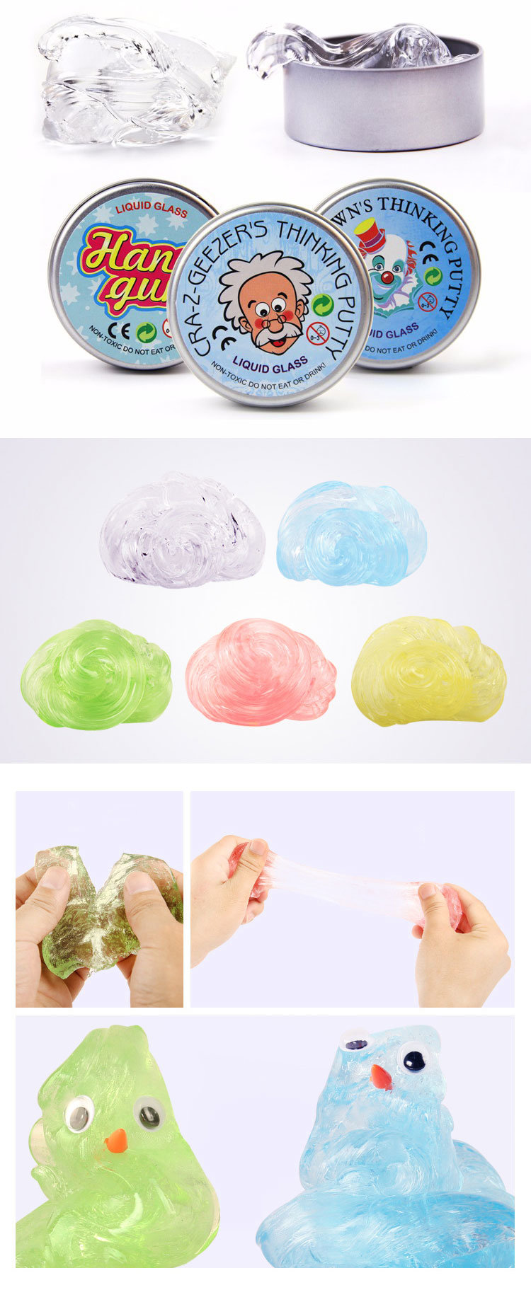 Plastic Liquid Glass Silicone Putty Transparent Thinking Putty Toy