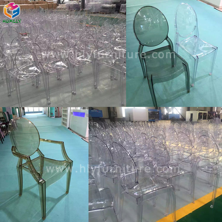 Transparent Clear Resin Acrylic Ghost Chair with Armrest