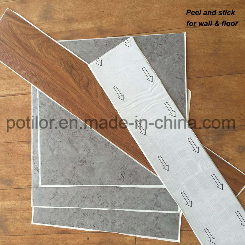 Waterproof PVC Lvt Vinyl Flooring Tiles with Glue / Sticker