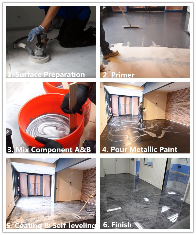 Clear Epoxy Resin UV Resistant Metallic Epoxy Floor for Concrete