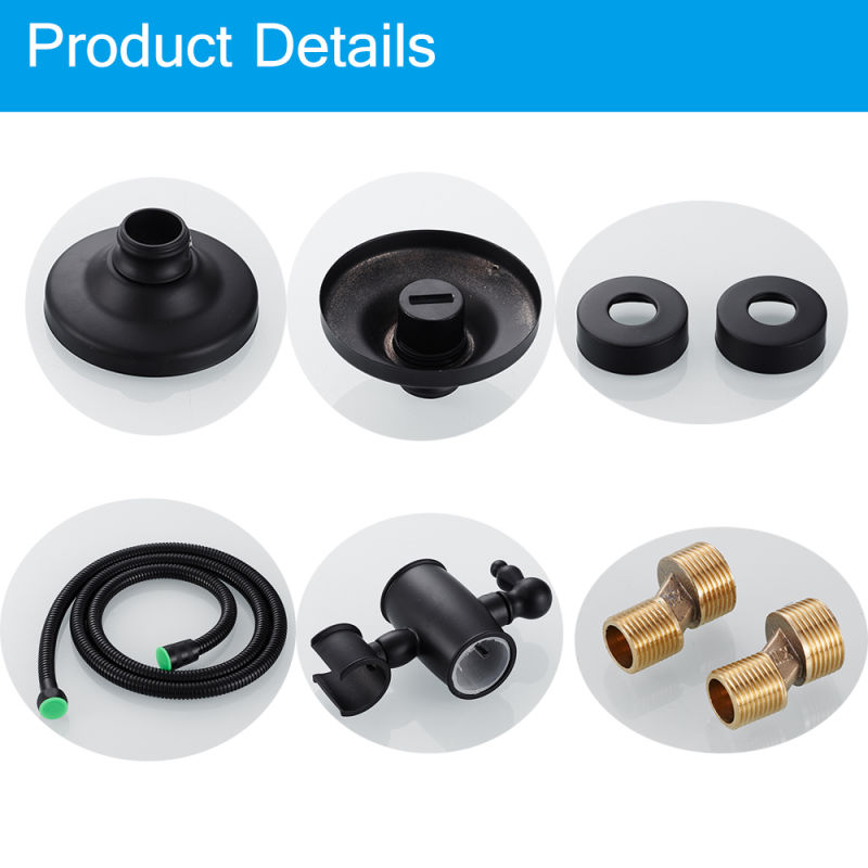 Fyeer Black Shower Faucet Set with 8 Inch Shower Head