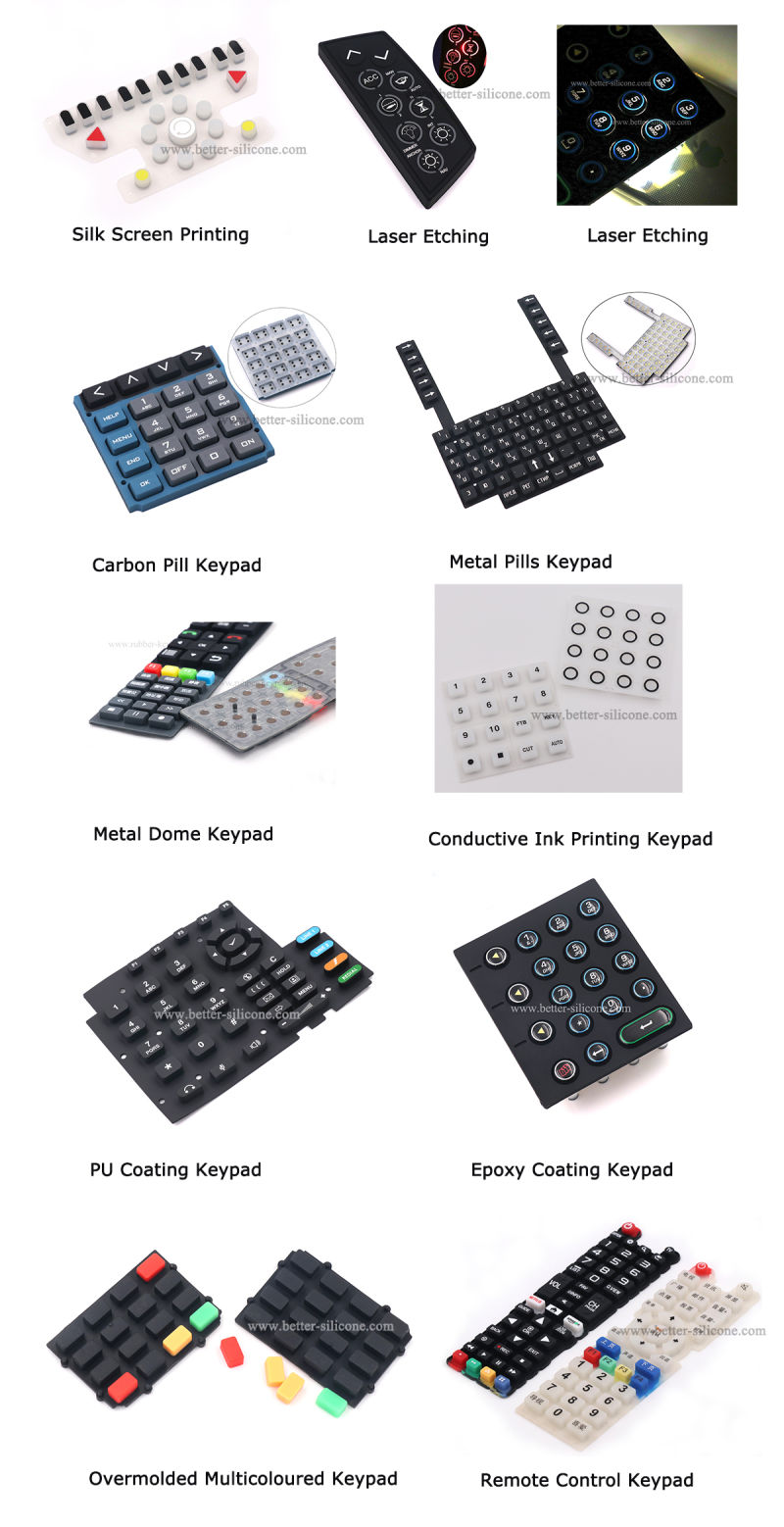 Laser Cutting Marking Engraving Etched Silicone Rubber Keypad