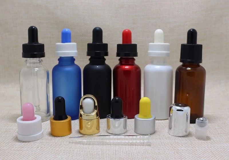 100*Black and White Glue Head Electrochemical Aluminum Gold Circleglass Dropper Essential Oil Bottle Caps