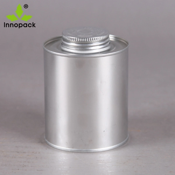 500ml 16oz Round Metal Glue Tin Can with Screw Top Brush for Chemical