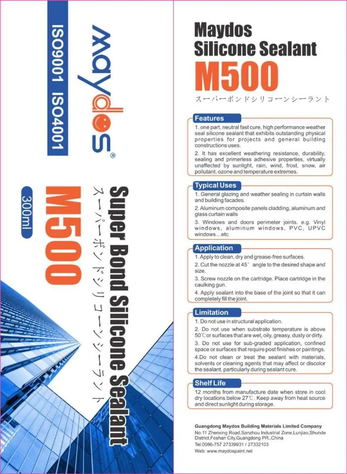 Maydos Colored High Strength Glass Adhesive Silicon Sealant for Building