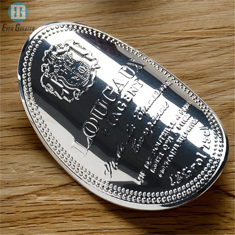 Manufacturer Custom Made Embossed Metal Self Adhesive Pewter Wine Labels Metal Logo