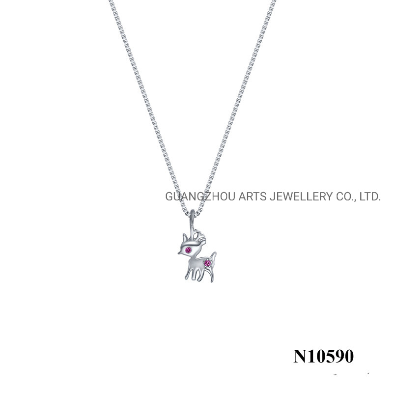 Lovely Sika Deer Silver Pendant Necklace