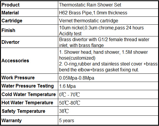 Thermostatic Shower Mixer with Shower Hand and Overhead Shower