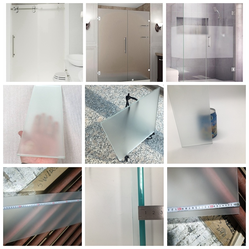 Clear Ultra Clear Frosted Acid-Etched Tempered Glass Shower Door, Frameless Shower Rooms, Shower Screen Glass