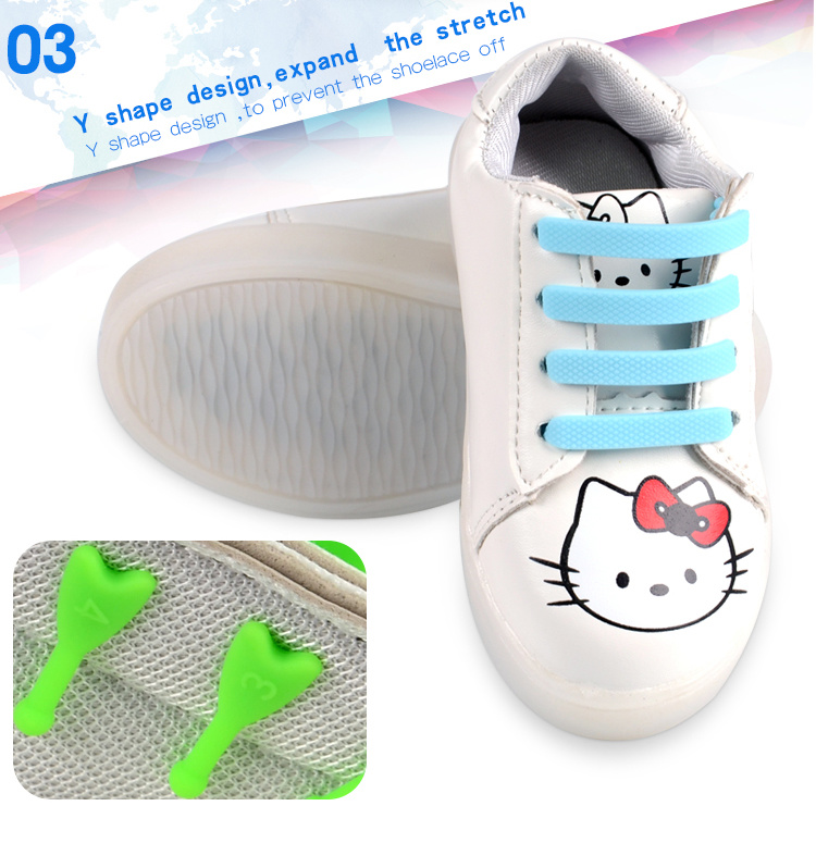 Promotion Gift Shoes Accessories Children Blue Silicone Shoelace