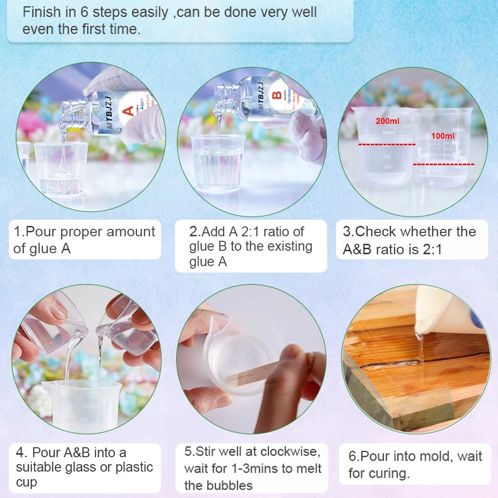 Epoxy Resin Crystal Clear Glue Ab 2103 for Wood River Table Casting 2: 1
