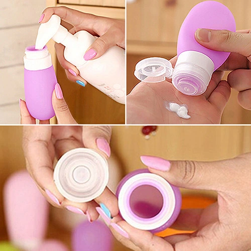Empty Silicone Travel Press Bottle for Lotion Shampoo Bath Containers