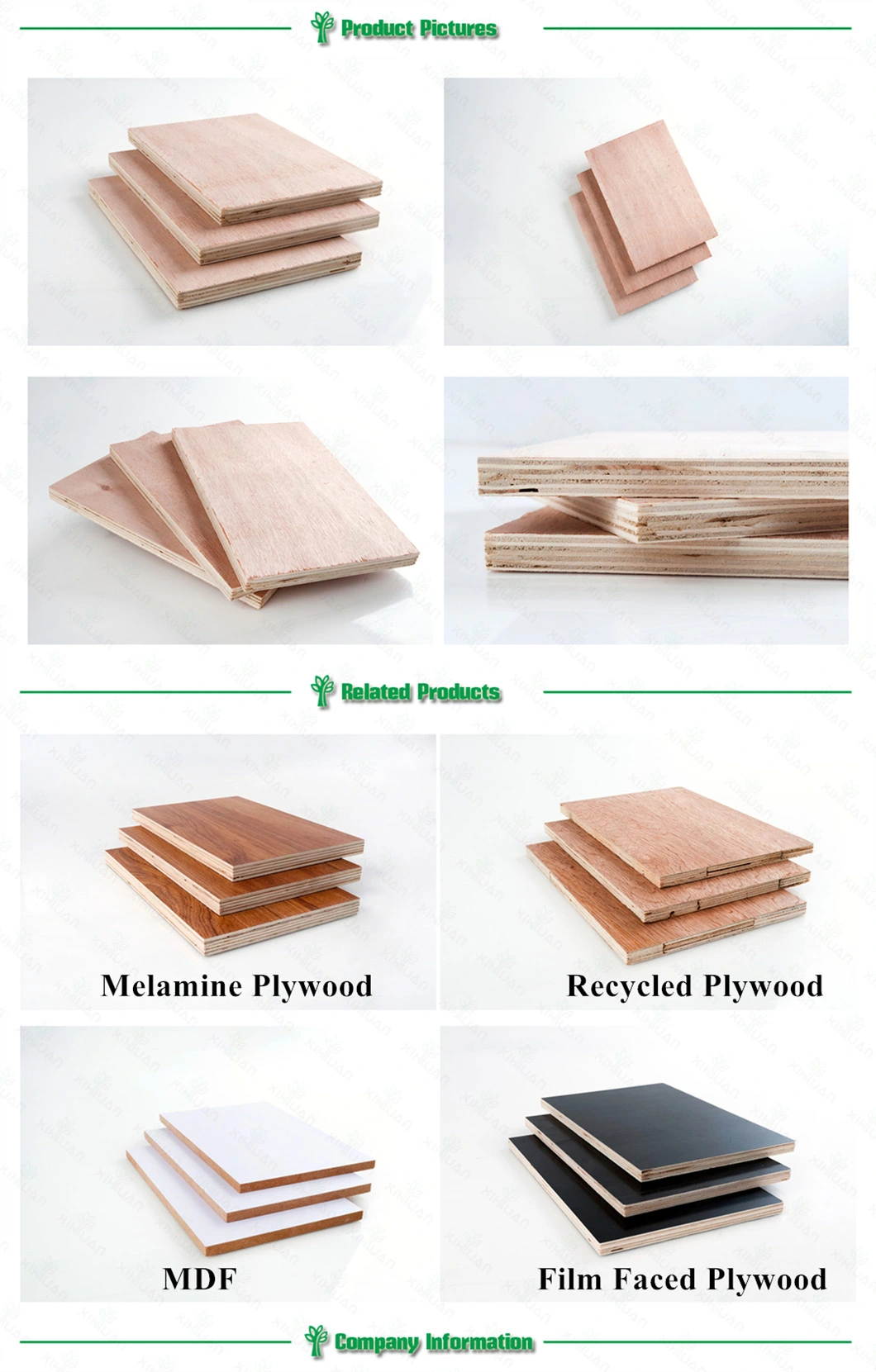 Plywood Good Quality 10-25mm Two Hot Press Melamine Glue Price