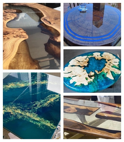 Luxury Furniture Custom-Made Round Ocean Coffee River Table Resin Epoxy