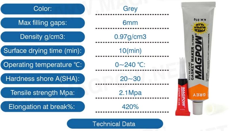 Car Engine Gasket Maker Grey Silicone RTV in 85g