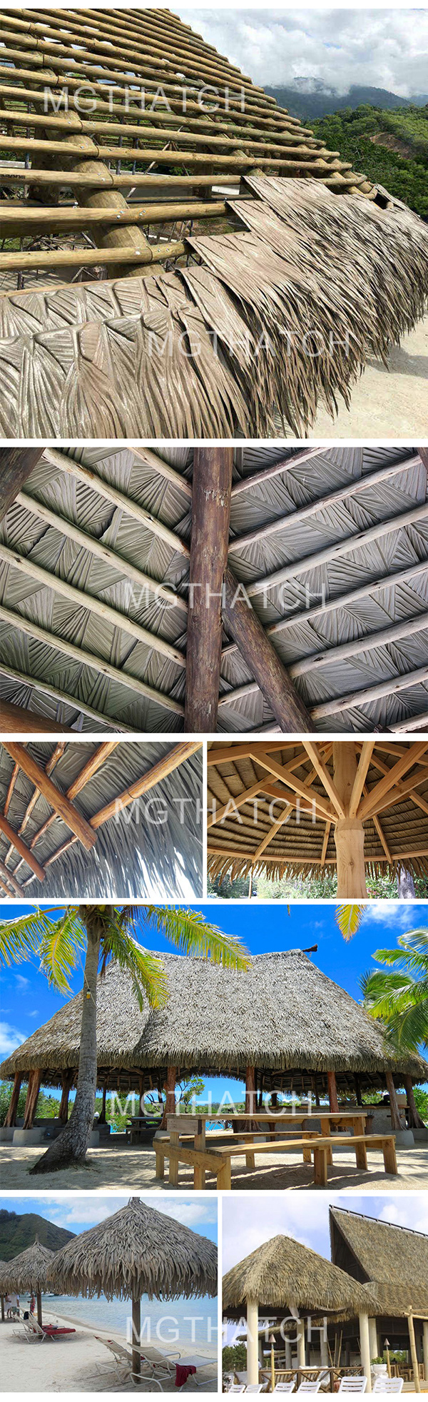 Synthetic Plastic Artificial Palm Bamboo Umbrella Thatch