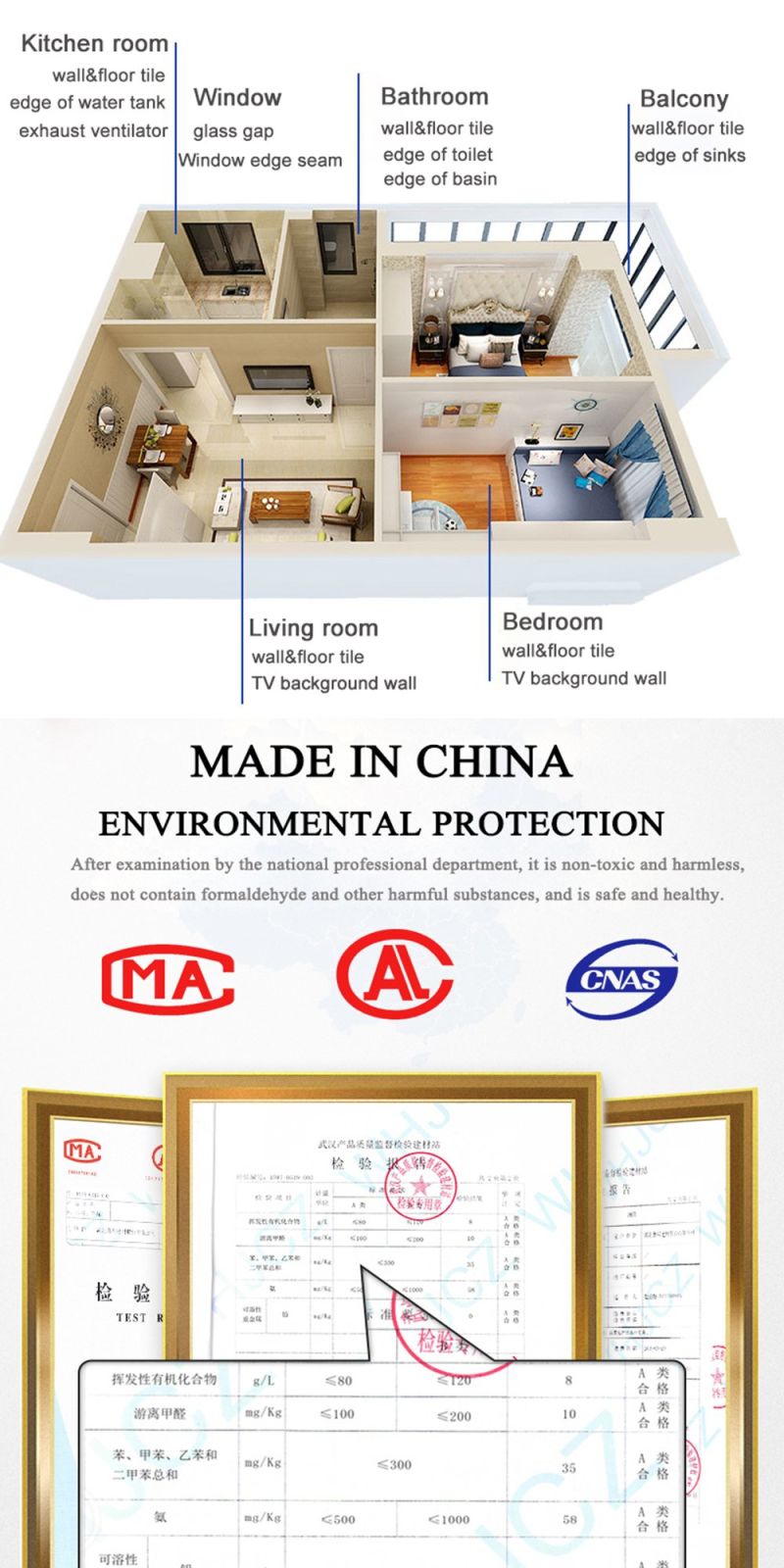 Interior and Exterior Wall Tile Supper Adhesive Glue Procelian Sealant