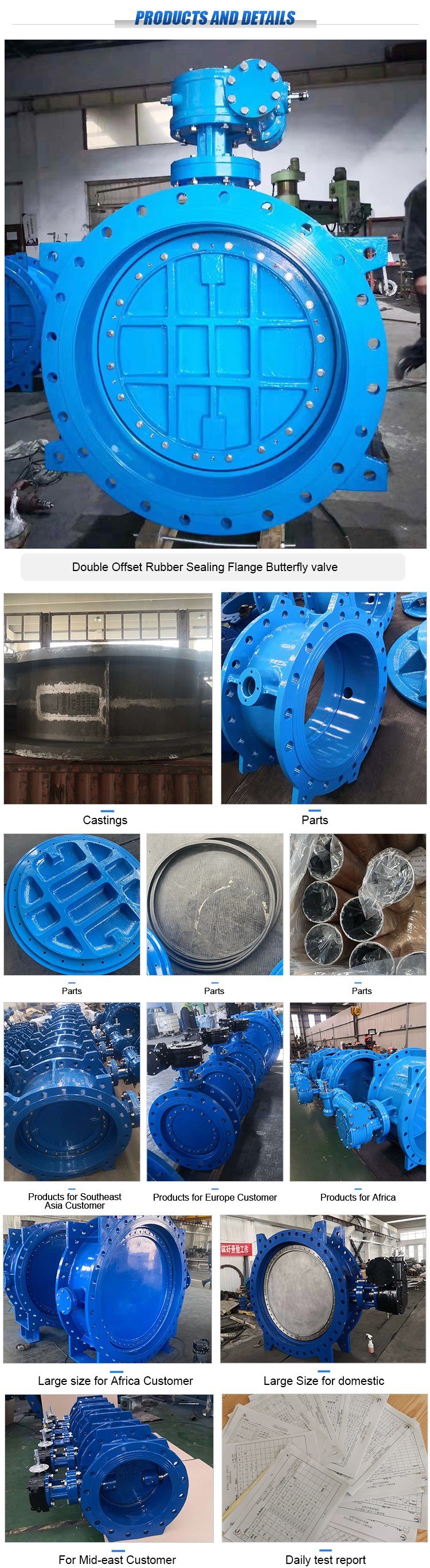 Industrial Pn10/Pn16 API 598 Stainless Steel Worm Gear Double Flange Butterfly Valve