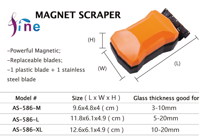 Magnetic Scraper-3 Sizes Available for Acrylic or Glass Aquariums