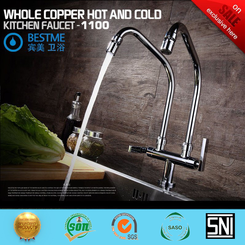 Chrome Plating Brass Single Kitchen Sink Kitchen Tap Mixer Bn-0509